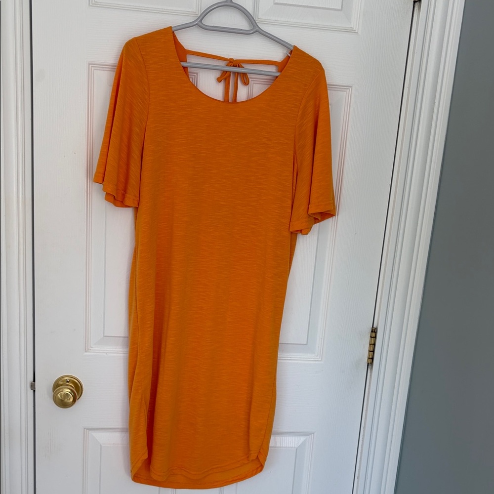 Vibrant Orange Mini Dress with Flutter Sleeves